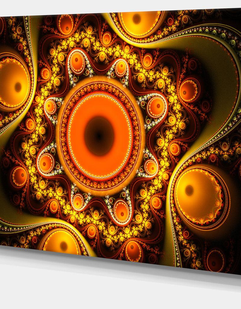 Designq Golden Fractal Pattern With Circles - Large Wall Art On Canvas