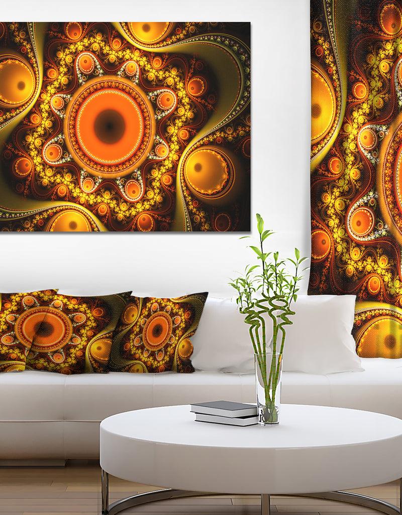 designq Golden Fractal Pattern with Circles - Large Wall Art on Canvas