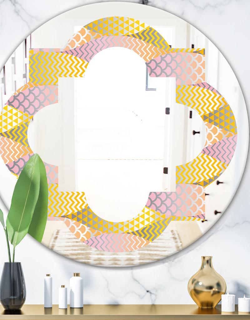 designq Golden Geometrical Fish Scale - Modern Round or Oval Wall Mirror - Quatrefoil