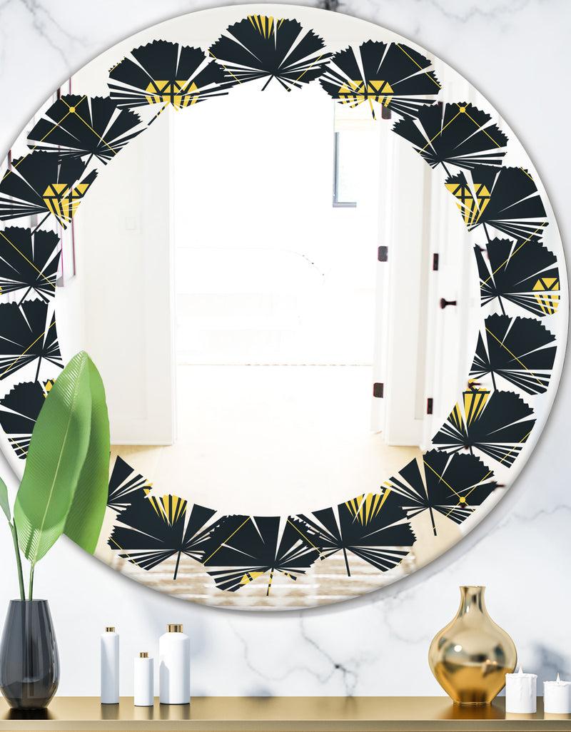 designq Golden Heart Design - Modern Round or Oval Wall Mirror - Leaves