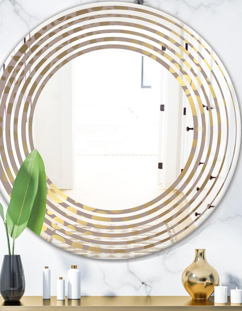 designq Golden Marble Design III - Modern Round or Oval Wall Mirror - Wave
