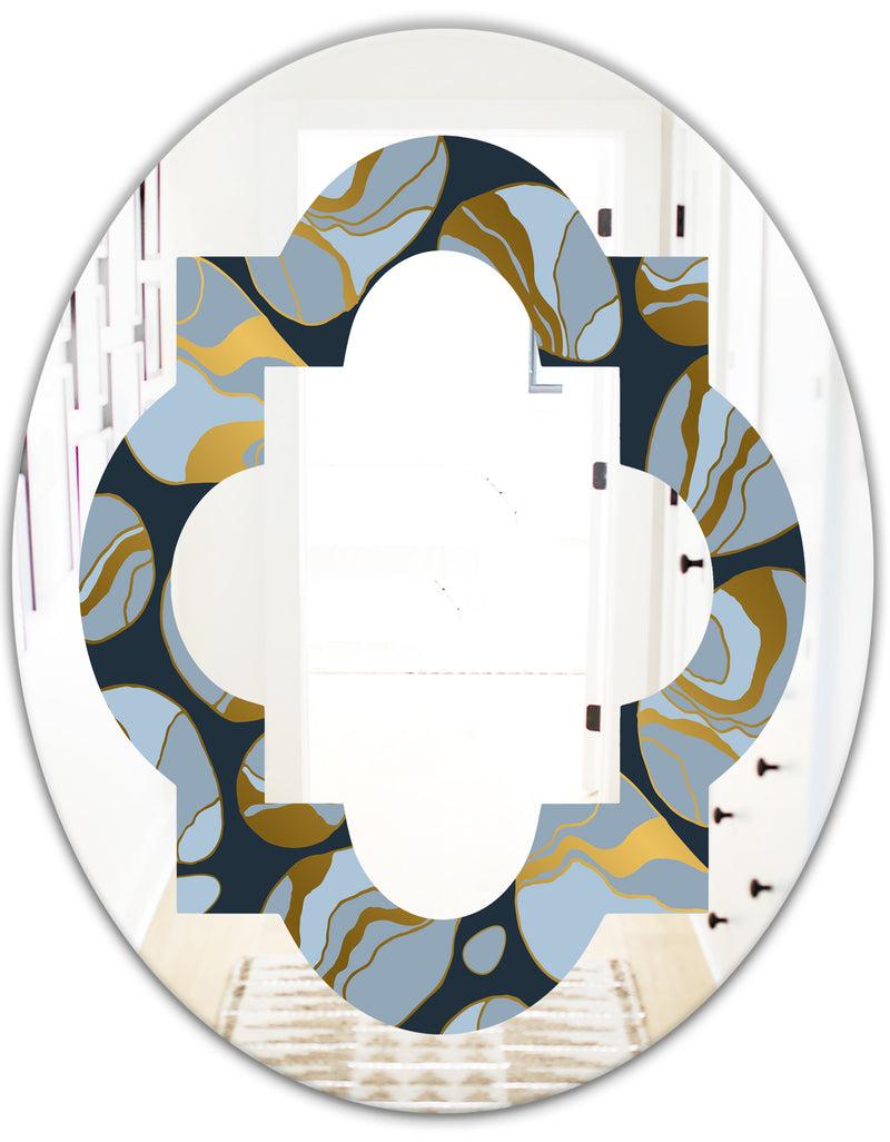 Designq Golden Marble Design IV - Modern Round Or Oval Wall Mirror - Quatrefoil
