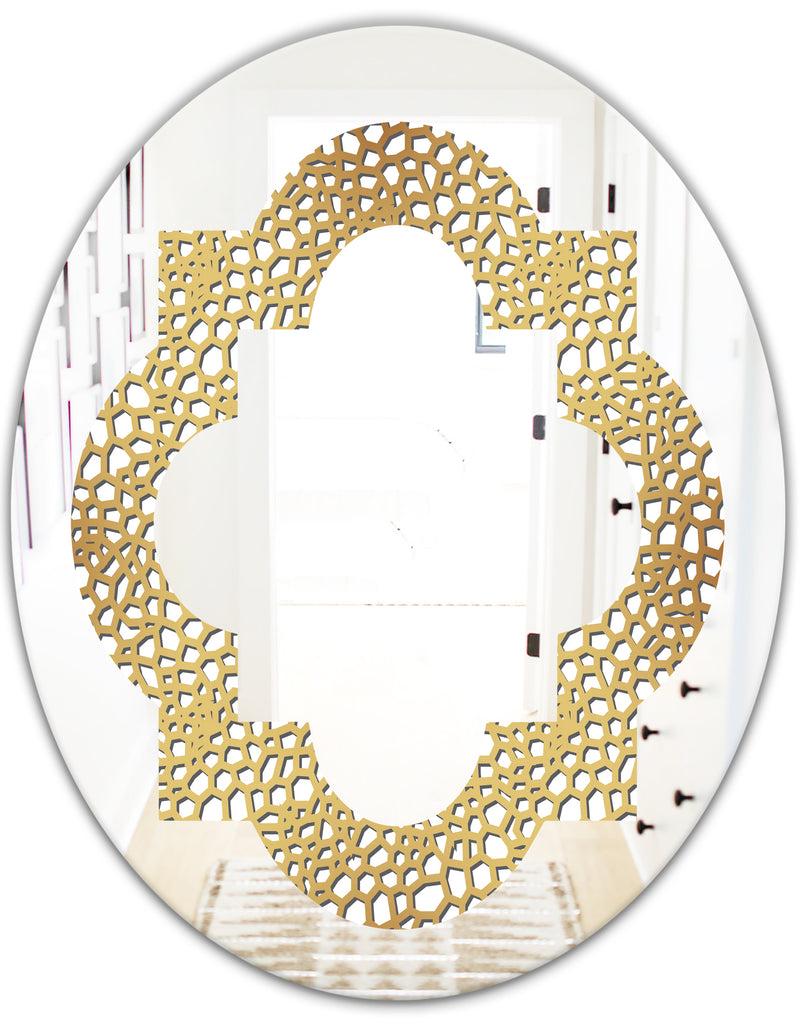 Designq Golden Maze - Modern Round Or Oval Wall Mirror - Quatrefoil