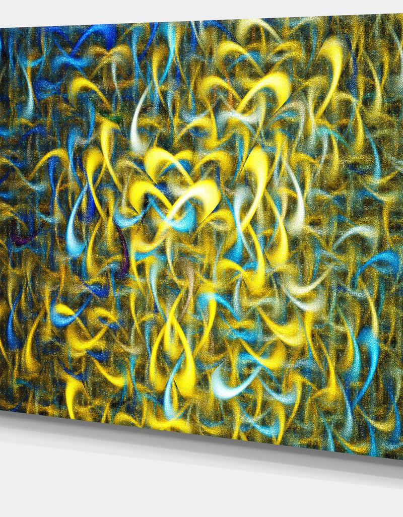 Designq Golden Watercolor Fractal Pattern'Large Abstract Canvas Art Print