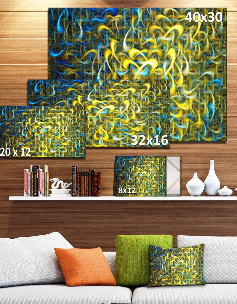 Designq Golden Watercolor Fractal Pattern'Large Abstract Canvas Art Print