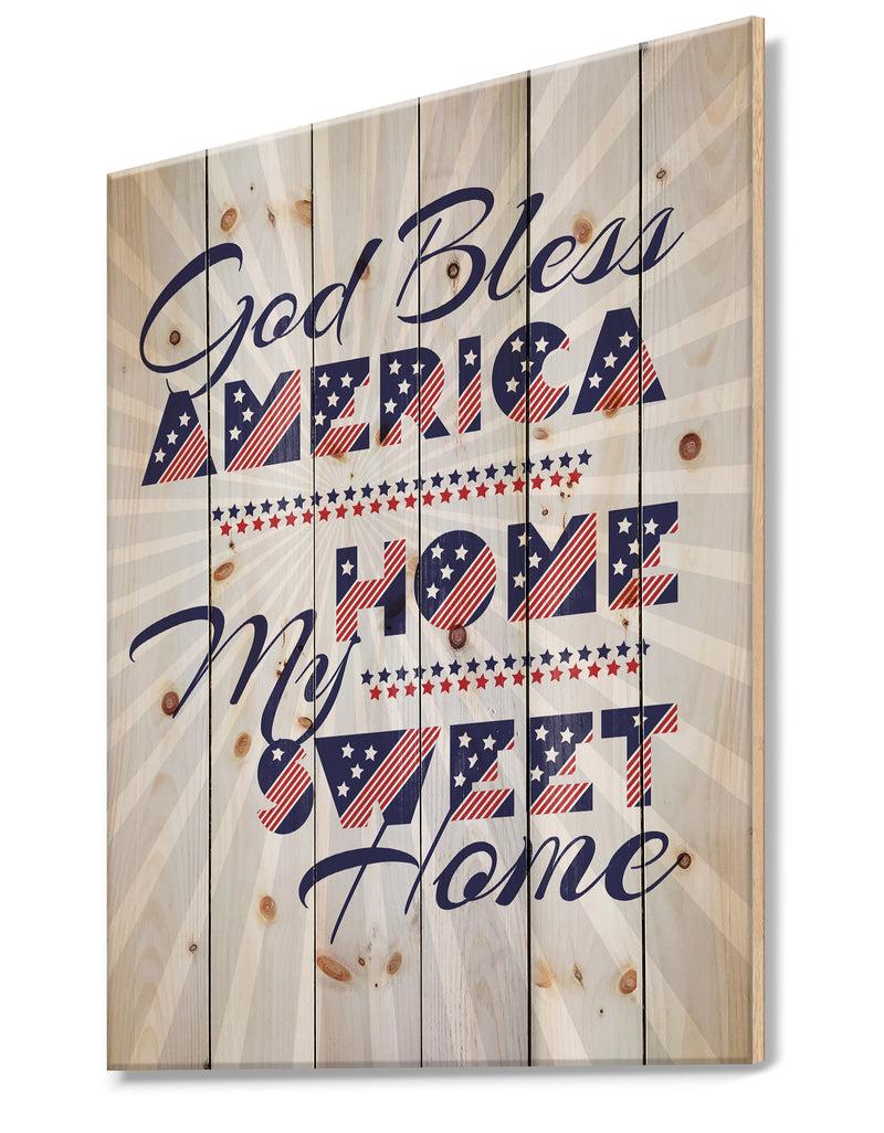 Designq Good Bless America. My Home Sweet Home - Textual Entrance Art On Wood Wall Art