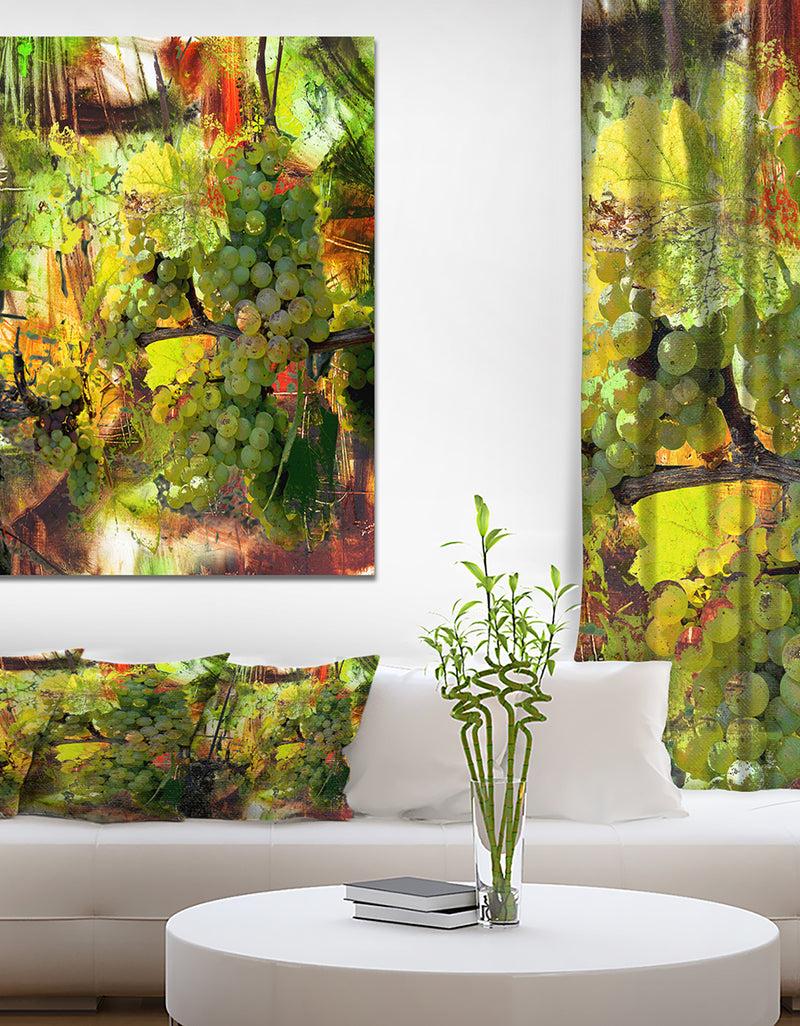 designq Grapes Vine - Floral Painting Print on Wrapped Canvas
