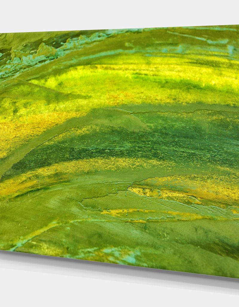 Designq Grassland In Abstract Green Oil Painting - Contemporary Painting Print On Wrapped Canvas