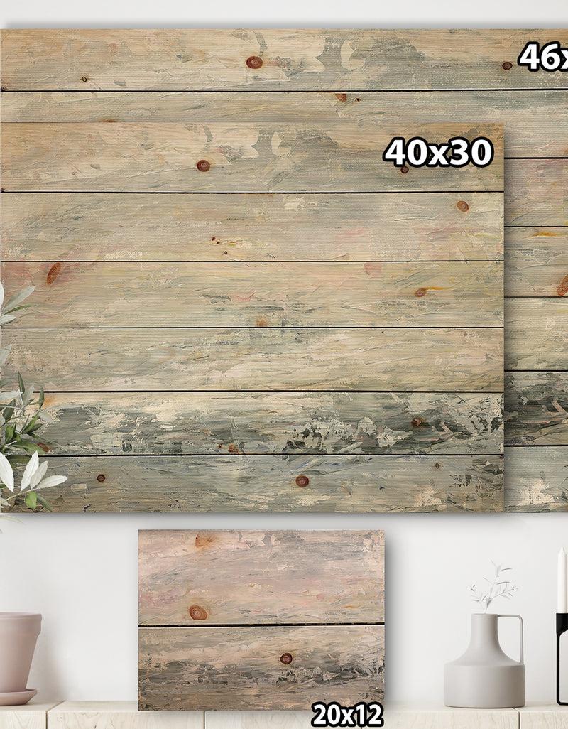 Designq Gray Abstract Watercolor II - Contemporary Print On Natural Pine Wood