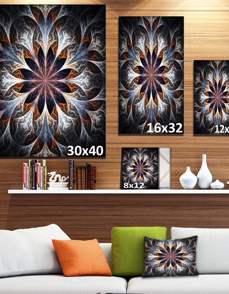 Designq Gray Brown Digital Art Fractal Flower - Large Floral Canvas Art Print