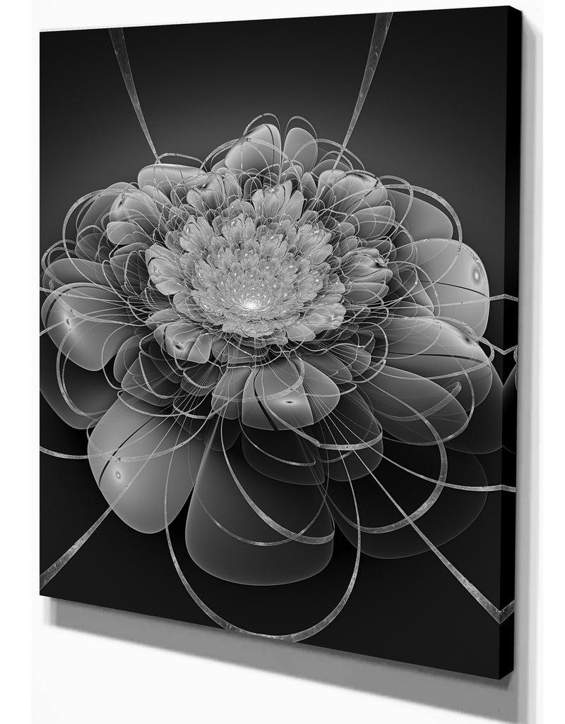 Designq Gray Lotus Space Flower - Floral Contemporary Art On Wrapped Canvas
