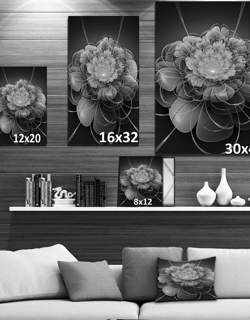 Designq Gray Lotus Space Flower - Floral Contemporary Art On Wrapped Canvas