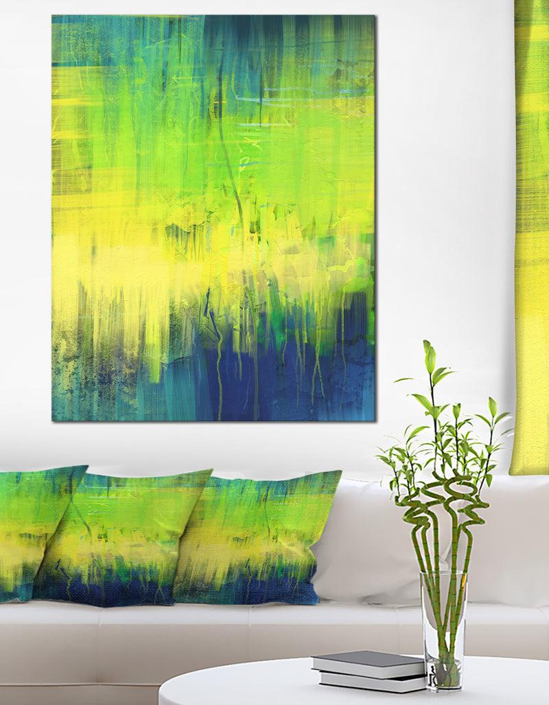 designq Green Blue Fusion - Abstract Canvas Art Print
