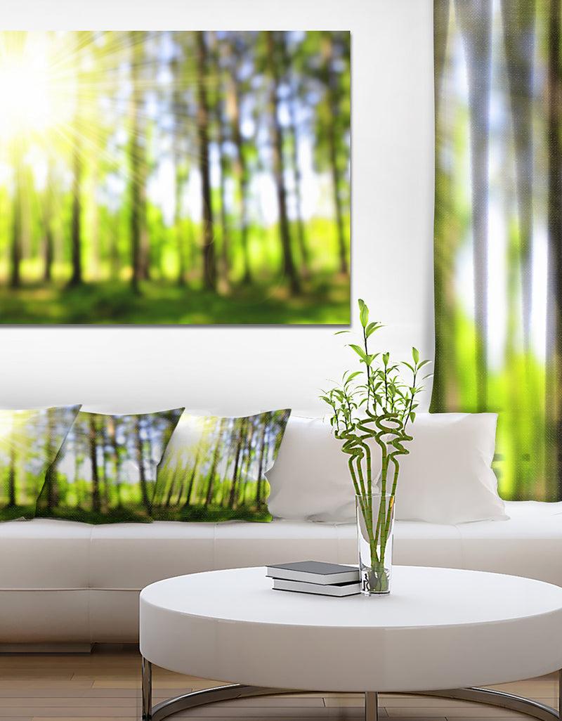 designq Green Bokeh in the Forest - Landscape Wall Art on Canvas