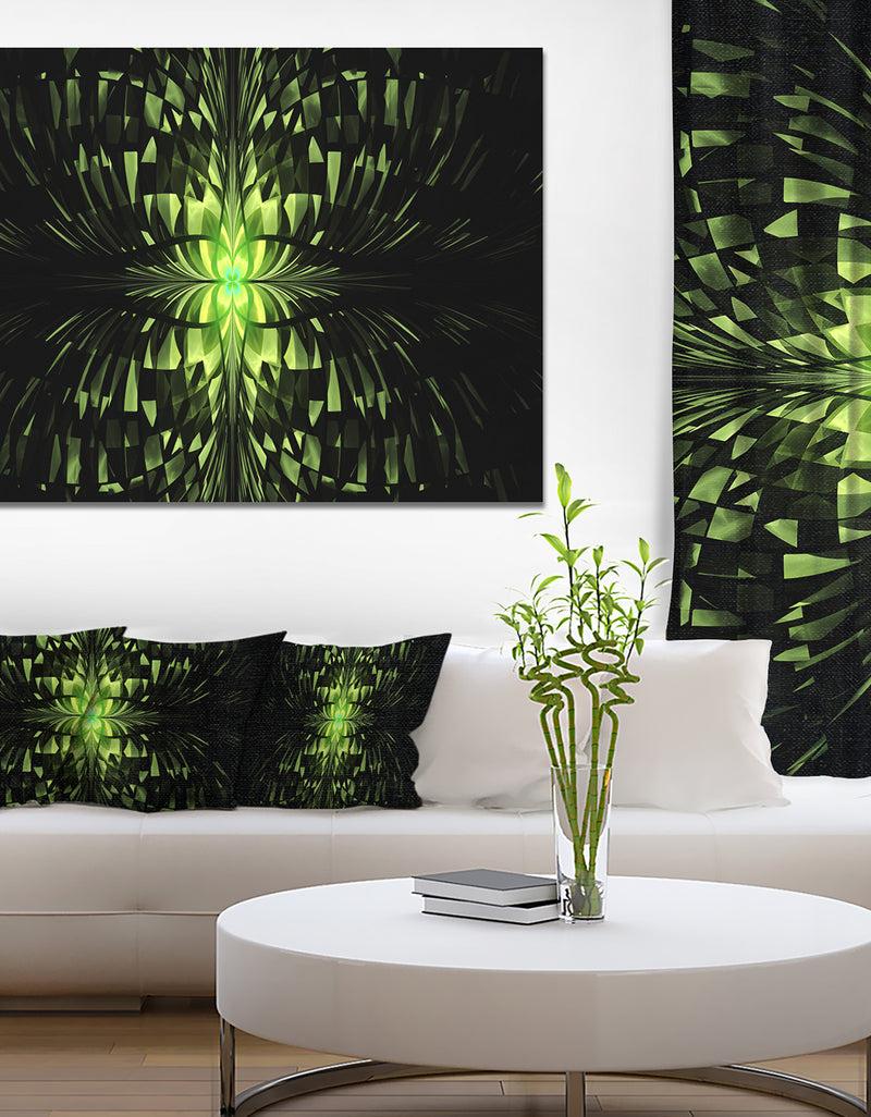 designq Green Butterfly Pattern on Black - Extra Large Abstract Canvas Art Print Canvas