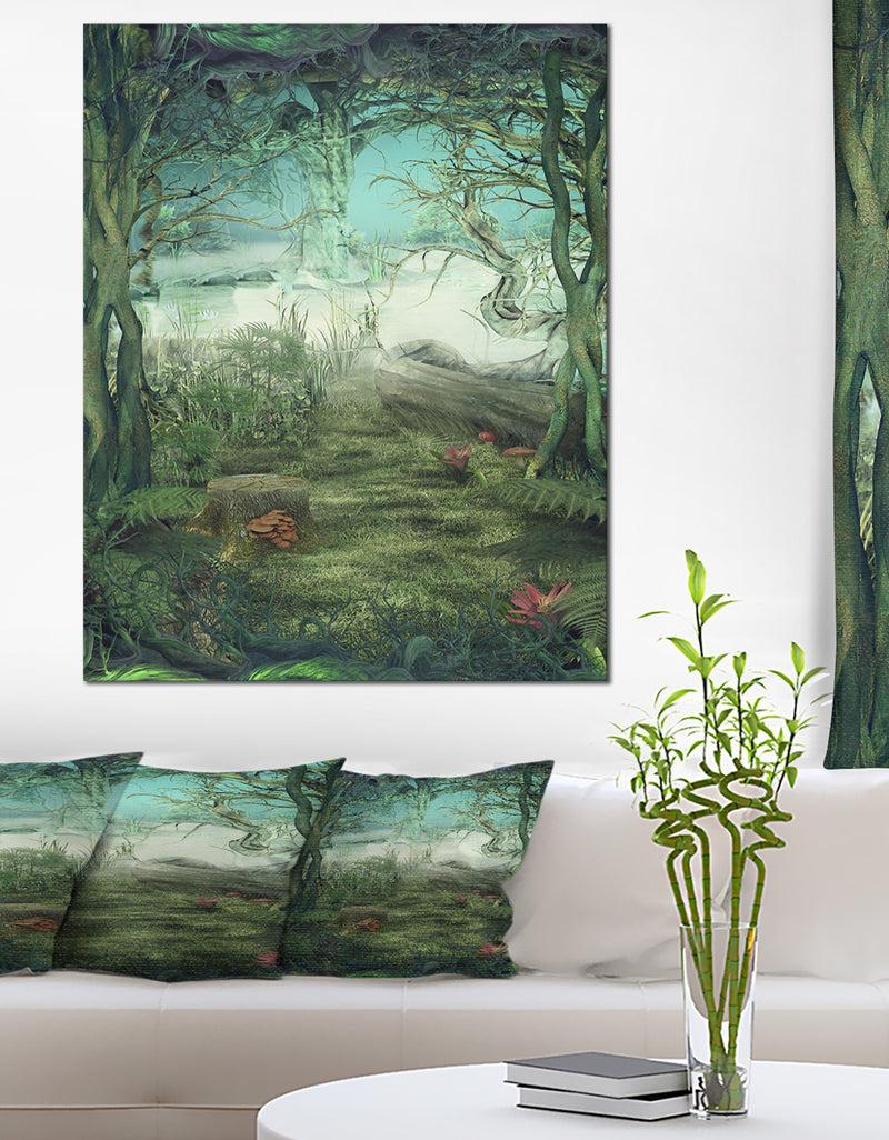 designq Green Forest Glade - Landscape Art Canvas Print