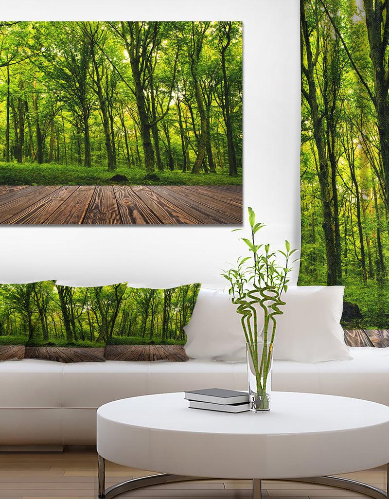 designq Green Forest with Dense Woods - Landscape Large Canvas Art Print