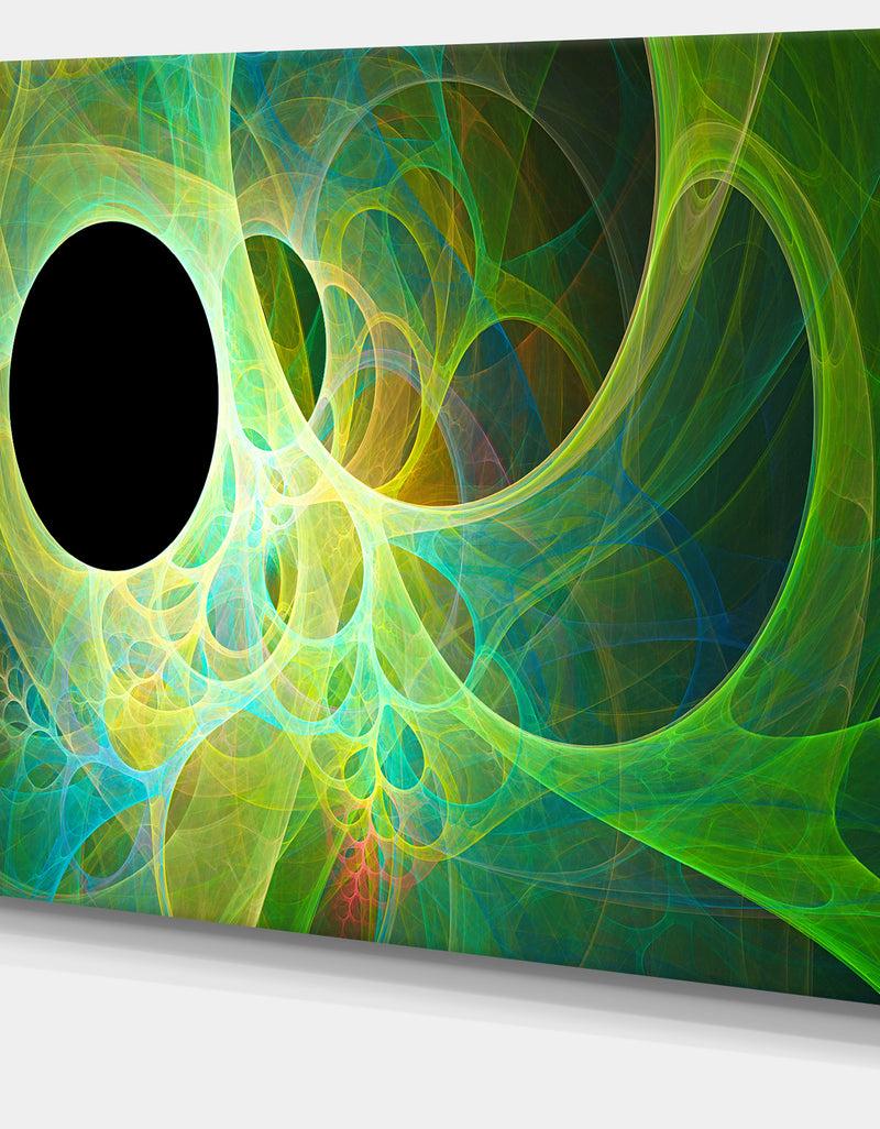 Designq Green Fractal Angel Wings - Abstract Wall Art Canvas