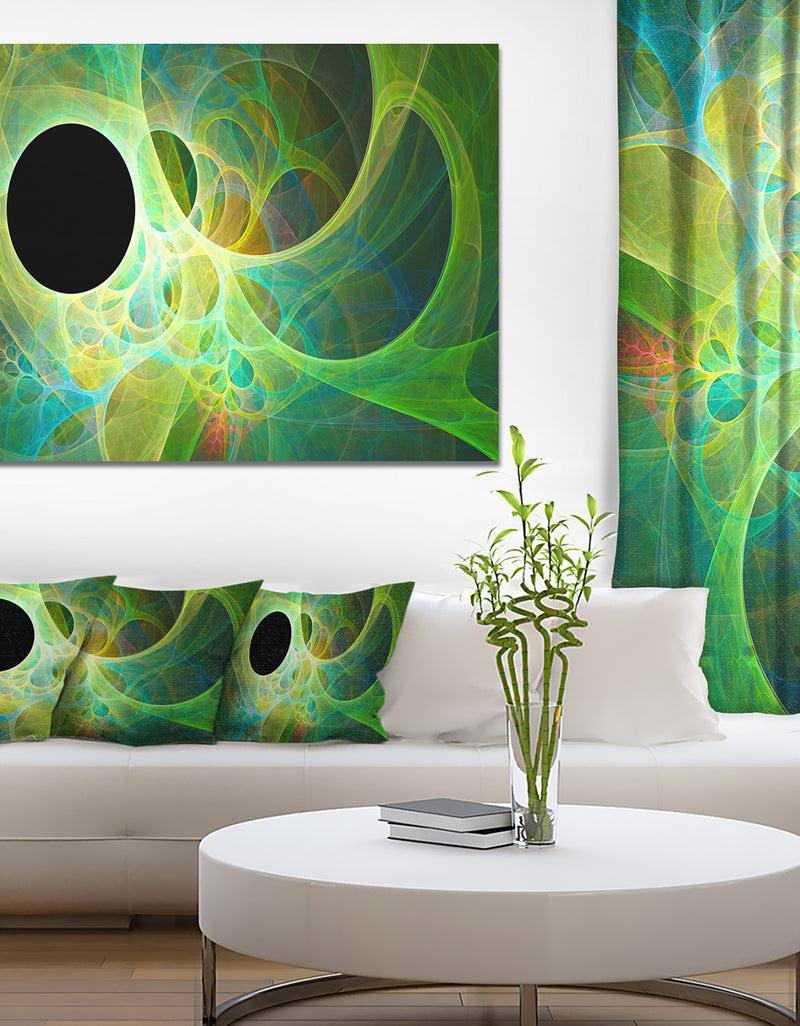 designq Green Fractal Angel Wings - Abstract Wall Art Canvas