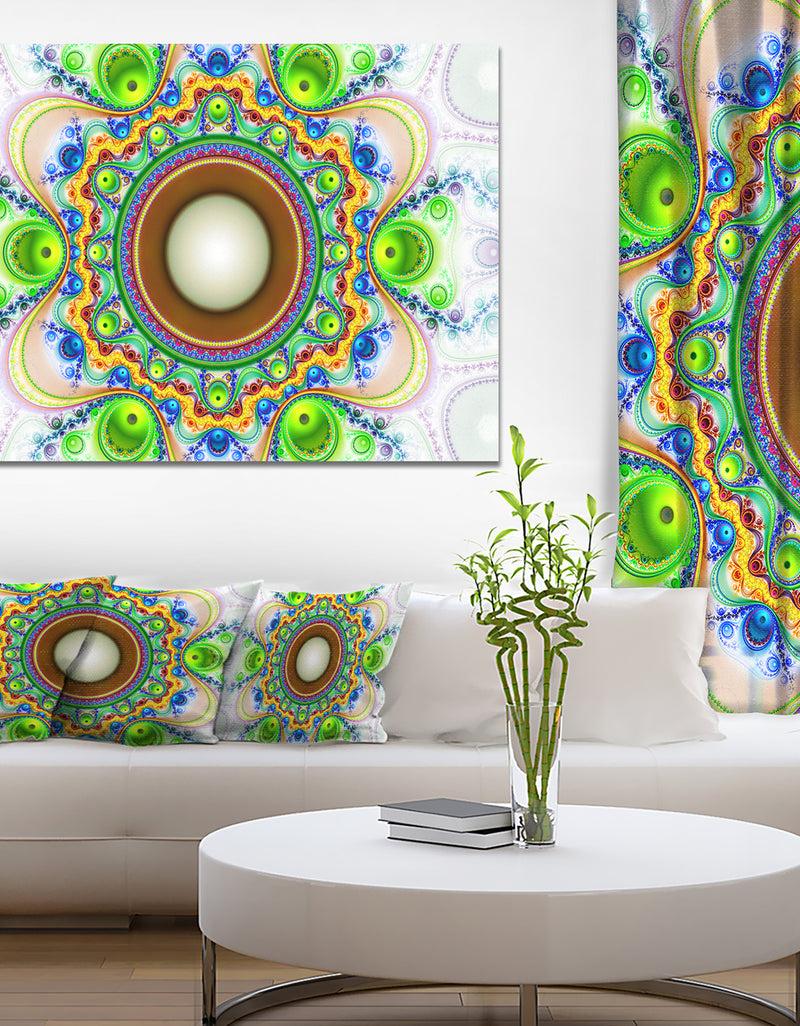 designq Green Fractal Circles and Waves - Large Wall Art on Canvas