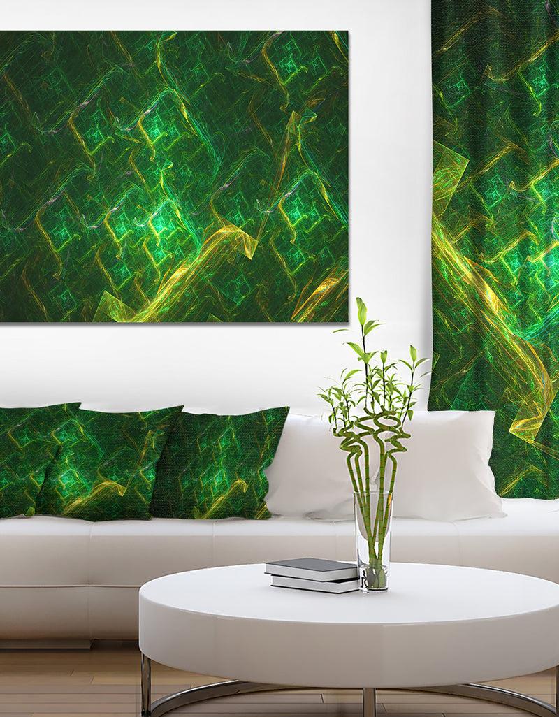 designq Green Fractal Electric Lightning - Abstract Art on Canvas