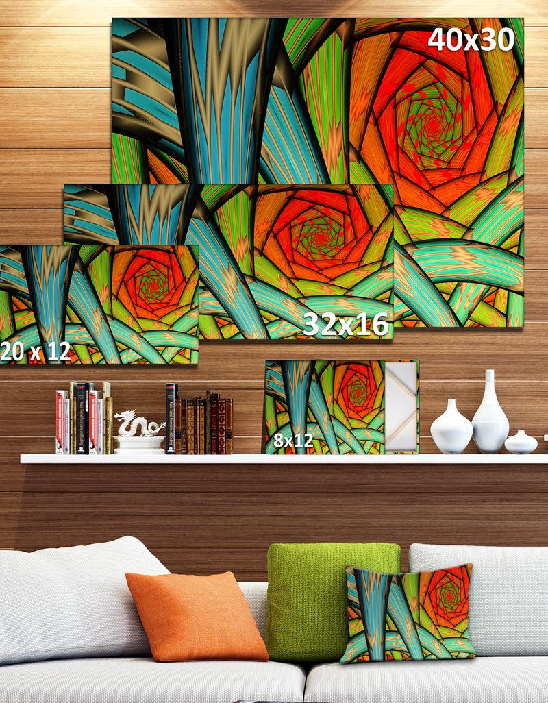 Designq Green Fractal Endless Tunnel - Large Glossy Canvas Art Print