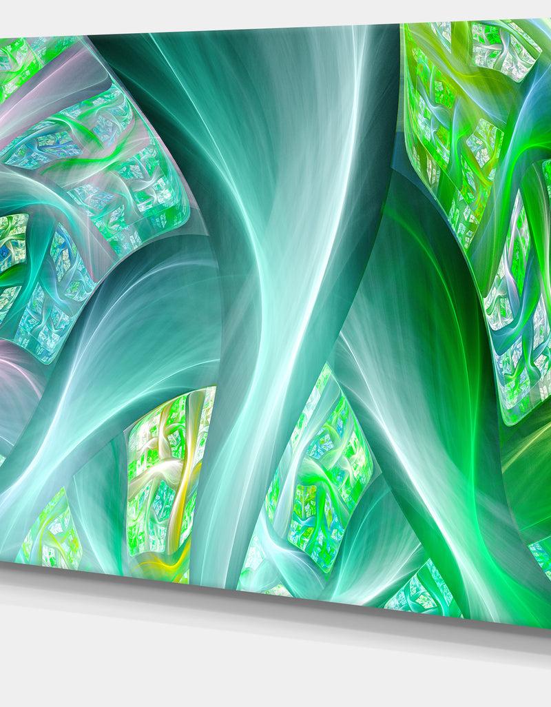 Designq Green Fractal Exotic Plant Stems - Extra Large Abstract Canvas Wall Art