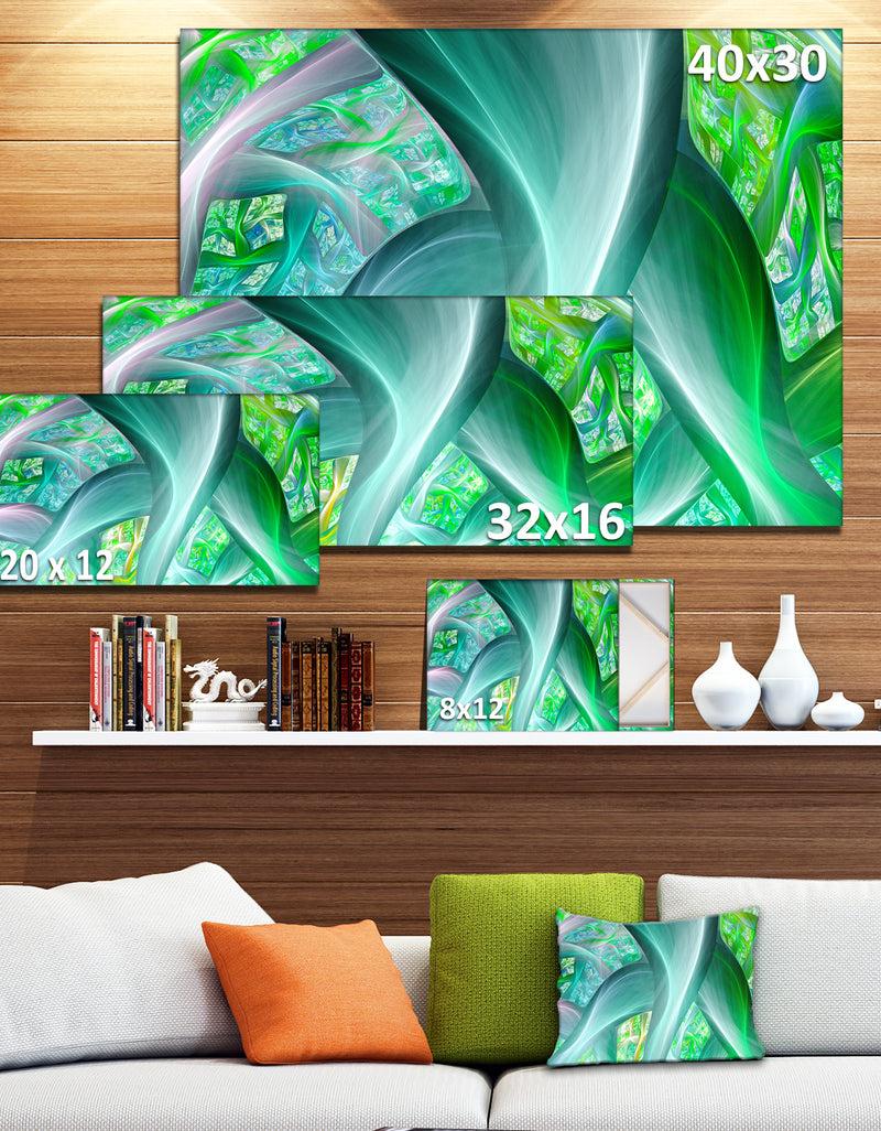 Designq Green Fractal Exotic Plant Stems - Extra Large Abstract Canvas Wall Art