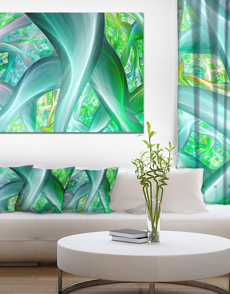 designq Green Fractal Exotic Plant Stems - Extra Large Abstract Canvas Wall Art