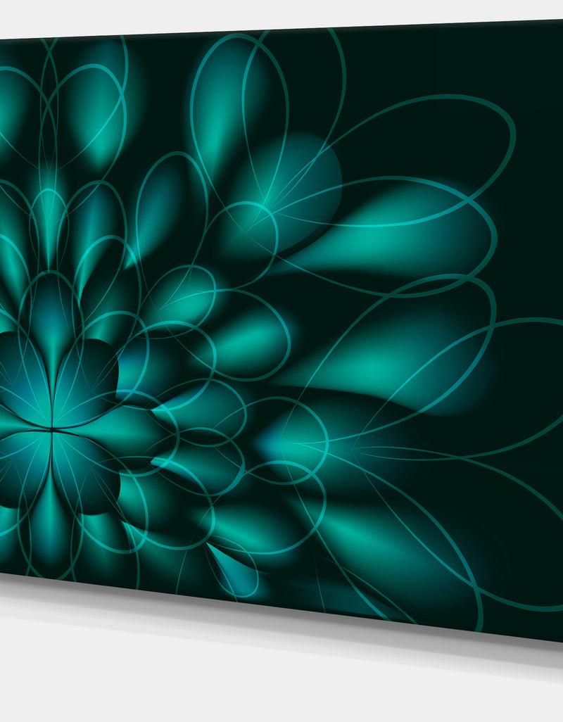 Designq Green Fractal Flower On Black'Extra Large Abstract Canvas Art Print