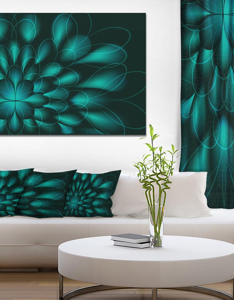 designq Green Fractal Flower on Black'Extra Large Abstract Canvas Art Print