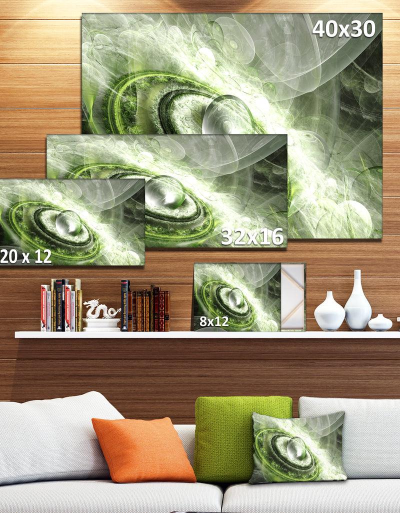 Designq Green Fractal Flying Saucer - Abstract Wall Art On Canvas