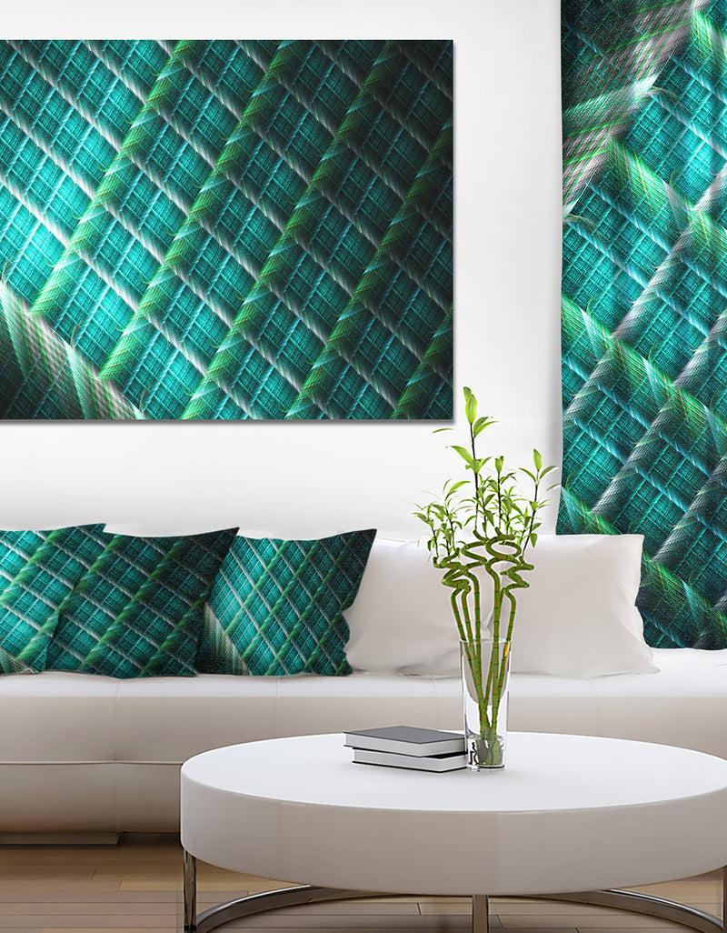 designq Green Fractal Grill Pattern - Extra Large Abstract Art on Canvas