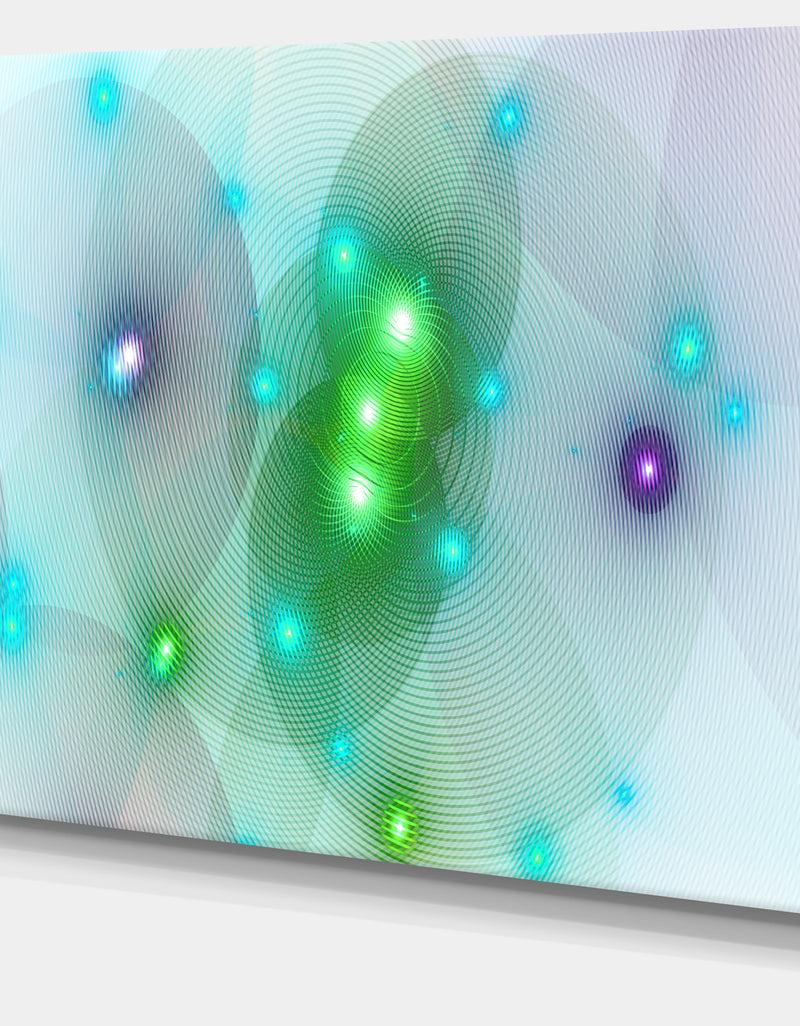 Designq Green Fractal Lights In Fog - Extra Large Abstract Canvas Art Print Canvas