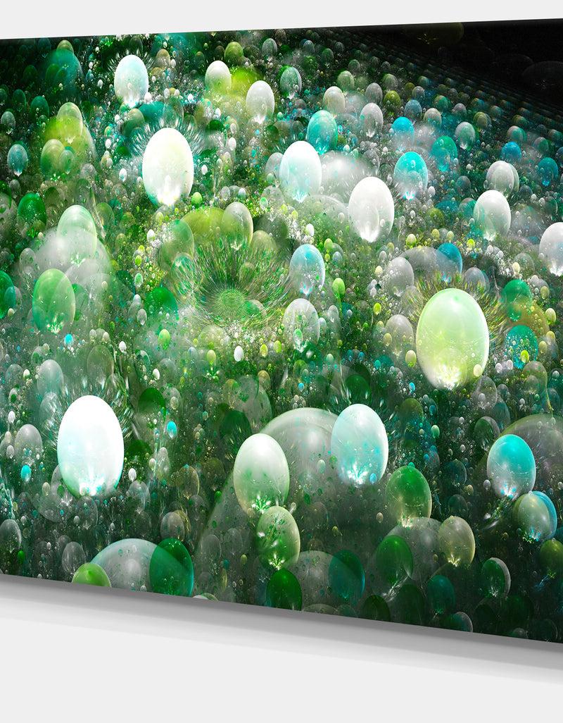 Designq Green Fractal Molecule Pattern - Extra Large Abstract Canvas Wall Art