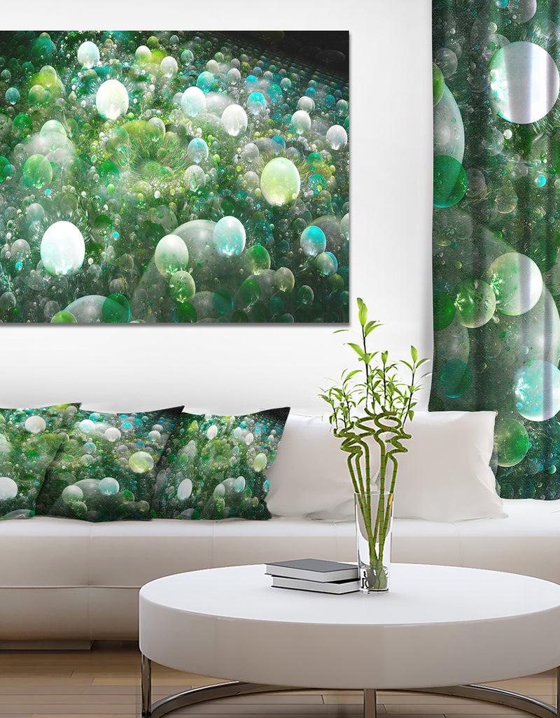 designq Green Fractal Molecule Pattern - Extra Large Abstract Canvas Wall Art