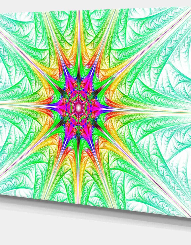 Designq Green Fractal Stained Glass - Abstract Wall Art Canvas
