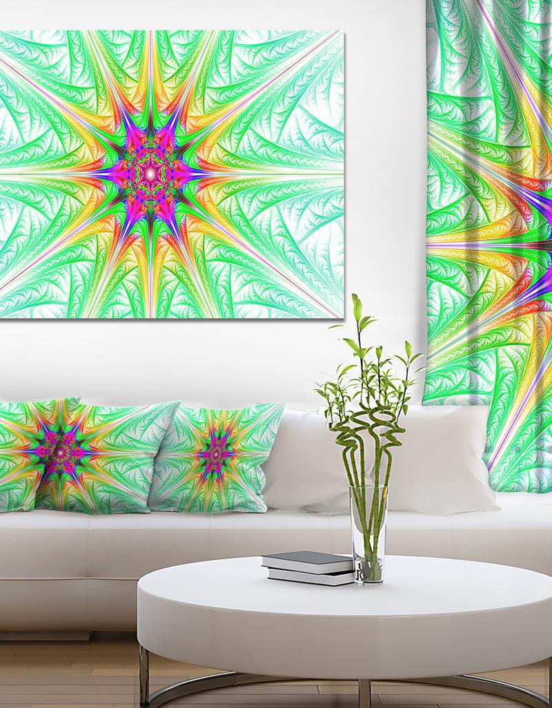designq Green Fractal Stained Glass - Abstract Wall Art Canvas