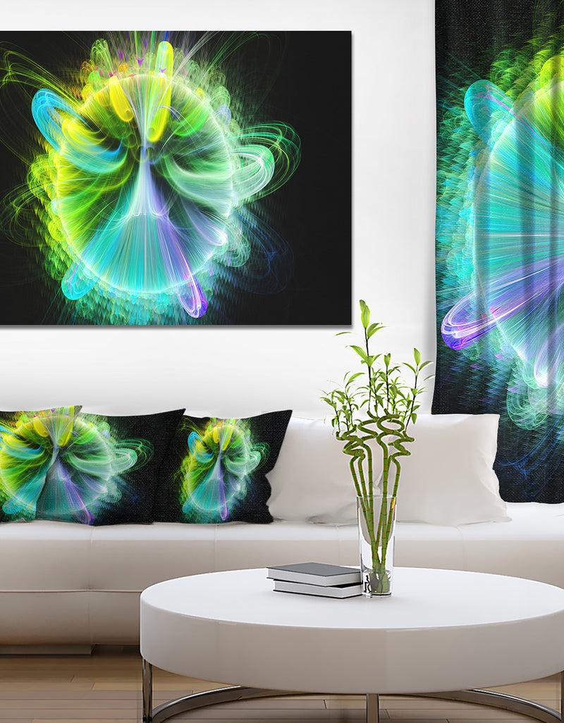 designq Green Fractal Vortices of Energy - Extra Large Floral Wall Art on Canvas
