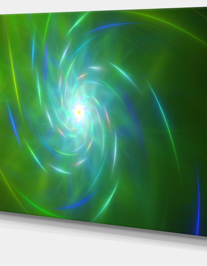 Designq Green Fractal Whirlpool Design - Abstract Wall Art Canvas