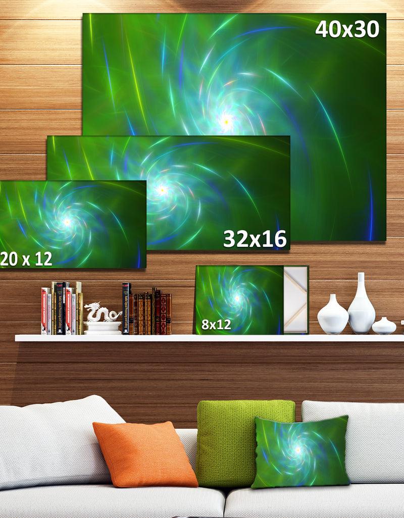 Designq Green Fractal Whirlpool Design - Abstract Wall Art Canvas