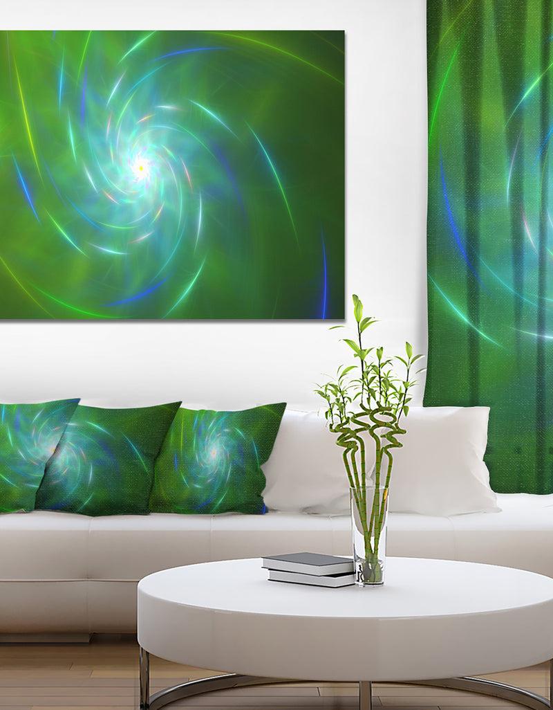 designq Green Fractal Whirlpool Design - Abstract Wall Art Canvas