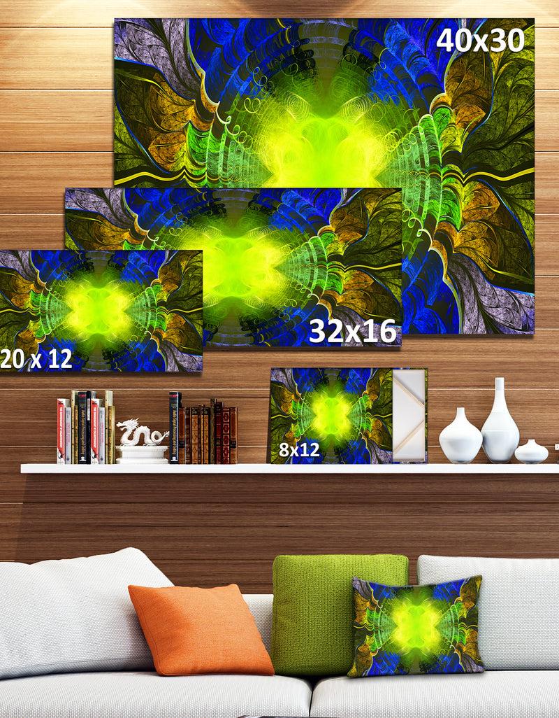 Designq Green Golden Fractal Stained Glass - Large Wall Art On Canvas