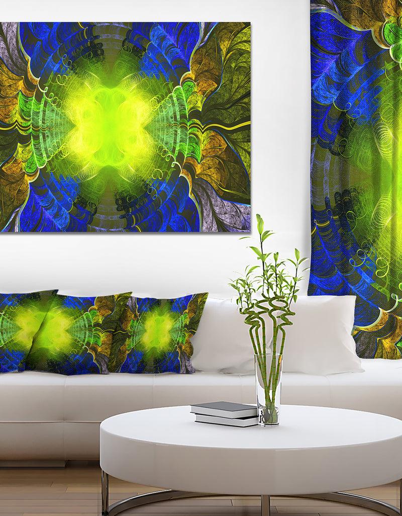 designq Green Golden Fractal Stained Glass - Large Wall Art on Canvas