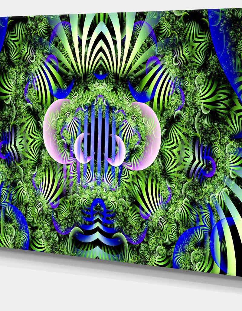 Designq Green Magical Fairy Pattern - Extra Large Floral Wall Art On Canvas