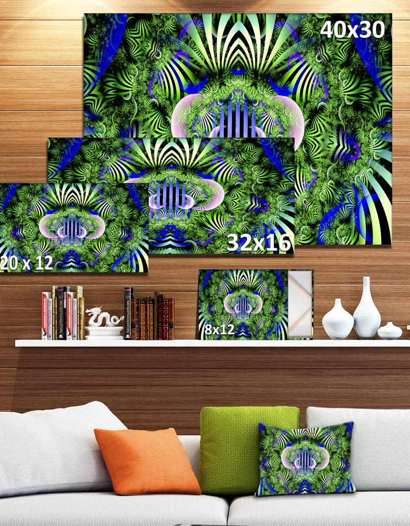 Designq Green Magical Fairy Pattern - Extra Large Floral Wall Art On Canvas