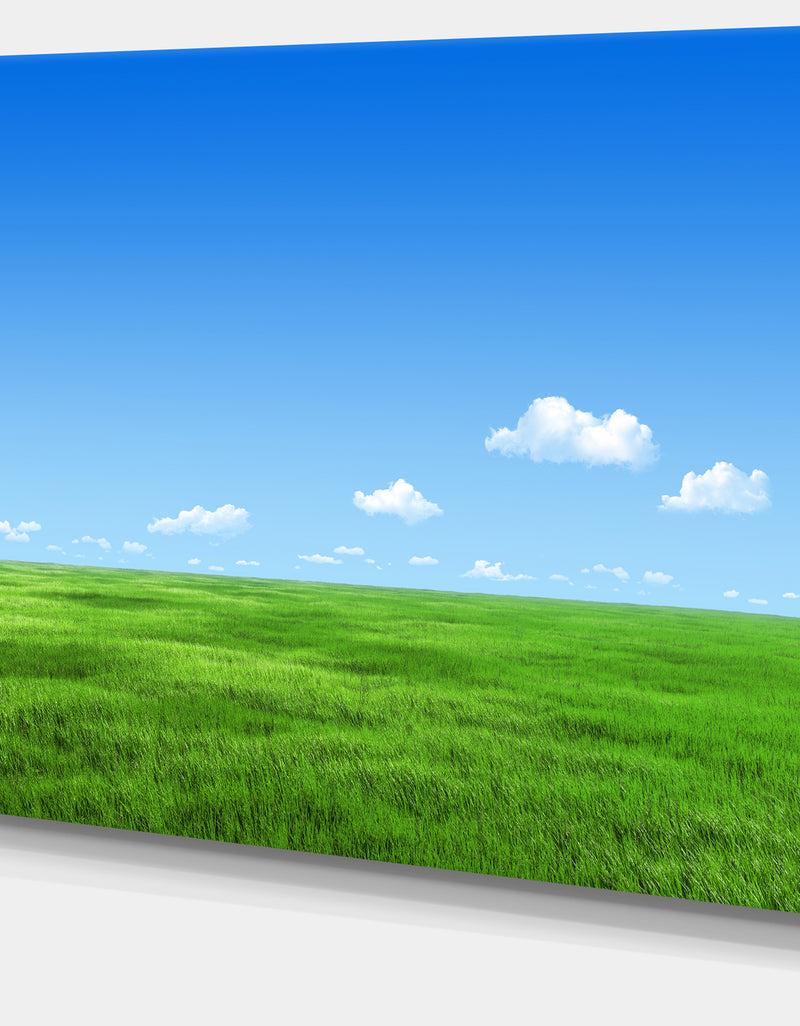Designq Green Meadow And Blue Sky - Landscape Wall Artwork