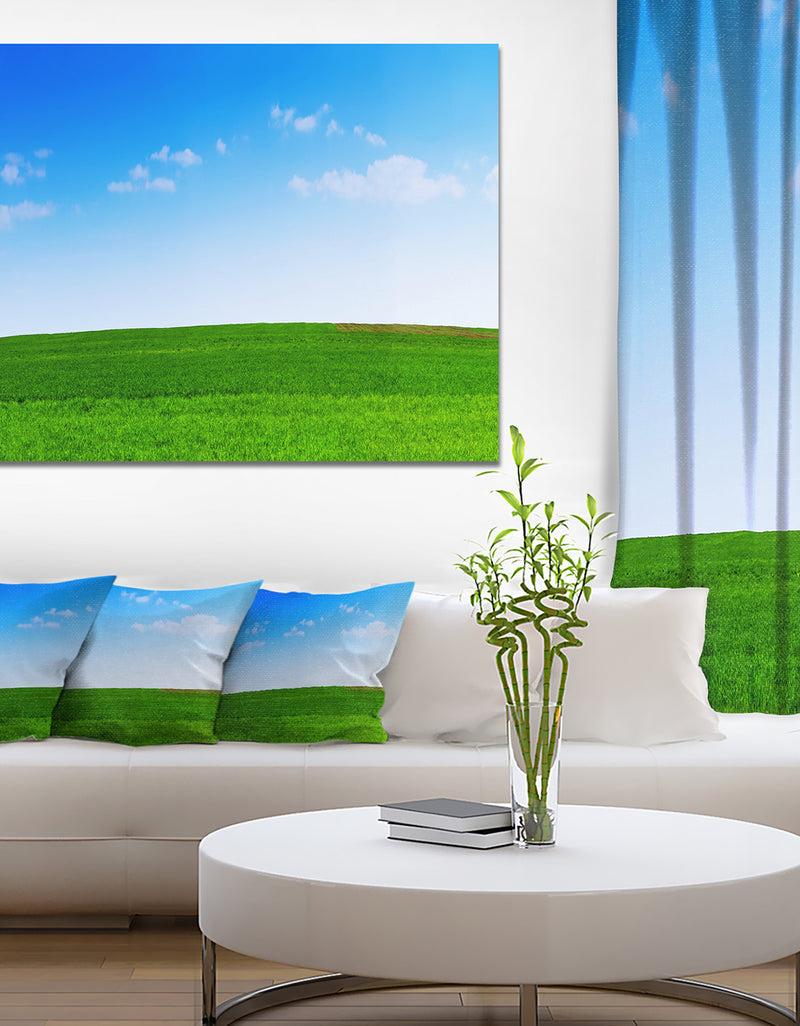 designq Green Meadow Panorama - Large Landscape Canvas Art Print