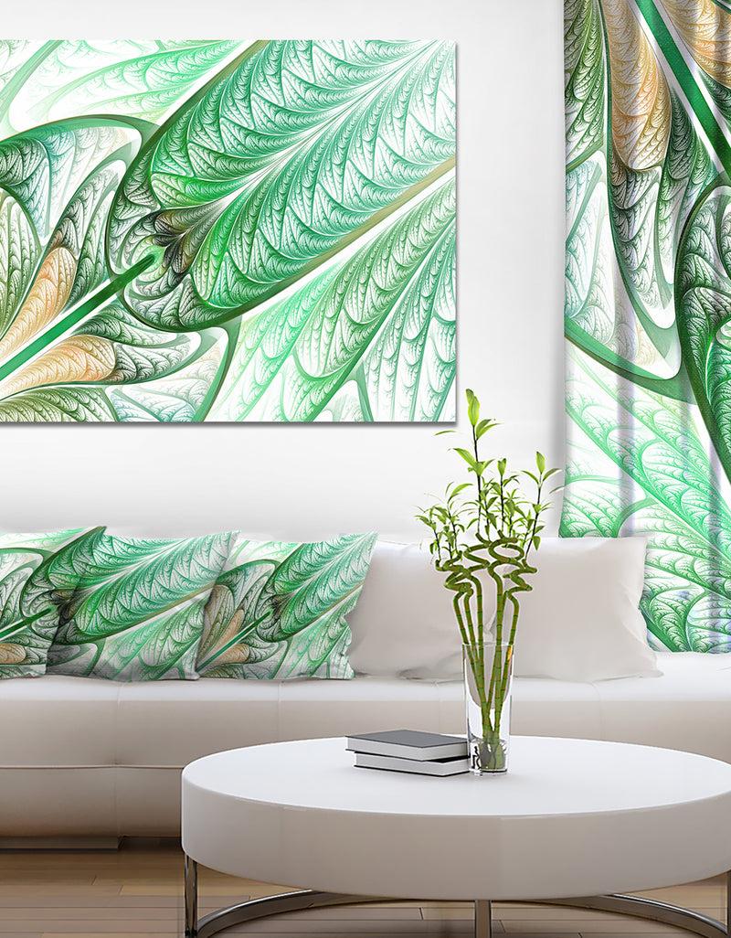 designq Green on White Fractal Stained Glass - Abstract Wall Art Canvas