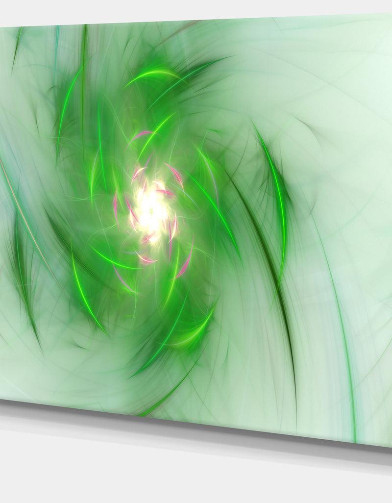 Designq Green On White Fractal Whirlpool - Abstract Wall Art Canvas